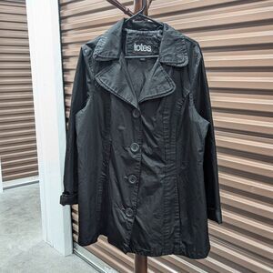 Totes Women's Size XL Black Button Up Front Rain Wet Cold Weather Jacket Coat
